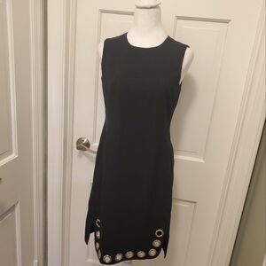 Karl Lagerfeld Paris Black Sheath Dress W/Silver Grommets at the Hemline Size 4